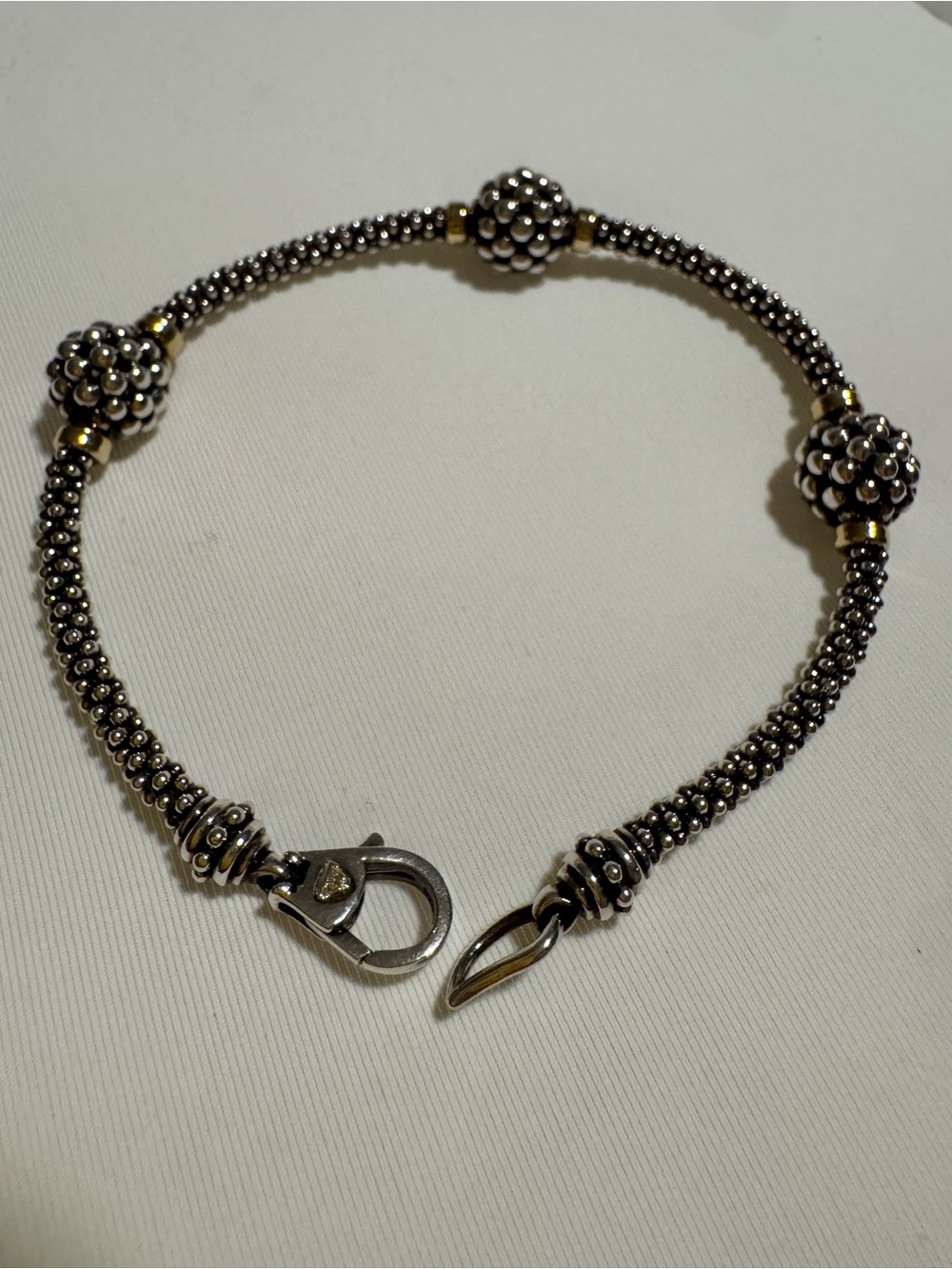 LAGOS Silver Caviar Three-Station Bracelet with Gold Accents - Picture 8 of 9